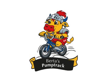 Ein Cartoon-Büffel mit Rüstung fährt auf einem Fahrrad.