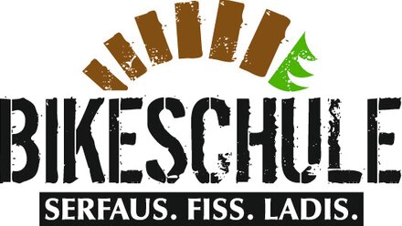 Logo der Bikeschule Serfaus Fiss Ladis mit Baumgrafik.